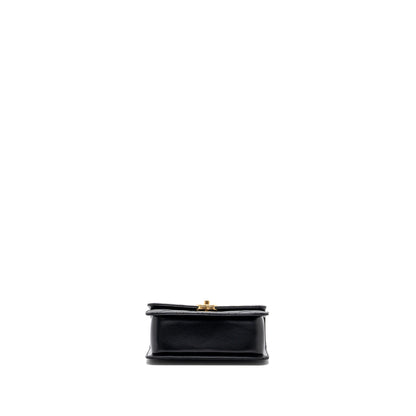Chanel 24C gold crush mini flap bag calfskin black   (microchip)