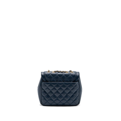 Chanel Quilted Flap Crossbody Bag Lambskin Dark Blue L