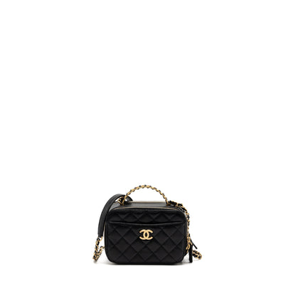 Chanel 22S Letter Top Handle Small Vanity Case Caviar Black Brushed  (Microchip)