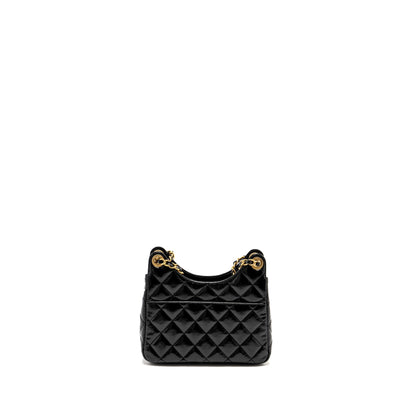 CHANEL 23C Small Hobo bag Shiny Calfskin Black Brushed (Microchip)