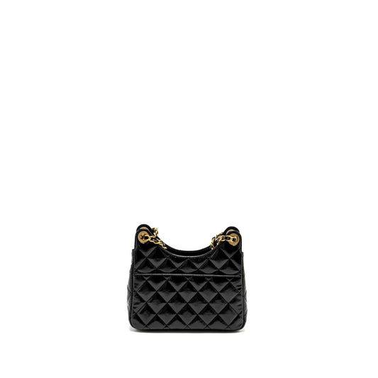 CHANEL 23C Small Hobo bag Shiny Calfskin Black Brushed (Microchip)