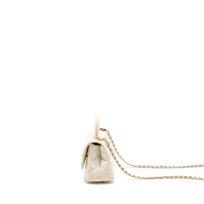 Chanel Mini Coco Handle Caviar White L (Microchip)