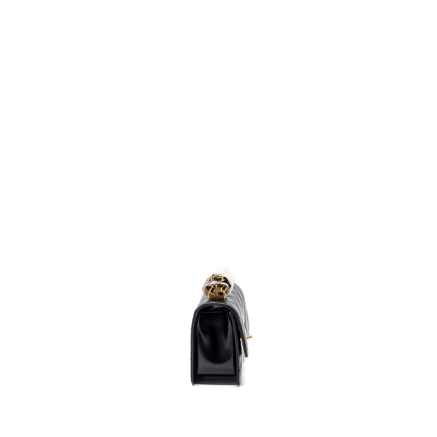 Chanel 24C gold crush mini flap bag calfskin black   (microchip)