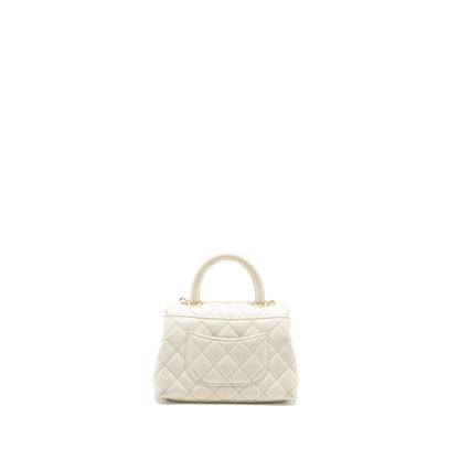 Chanel Mini Coco Handle Caviar White L (Microchip)