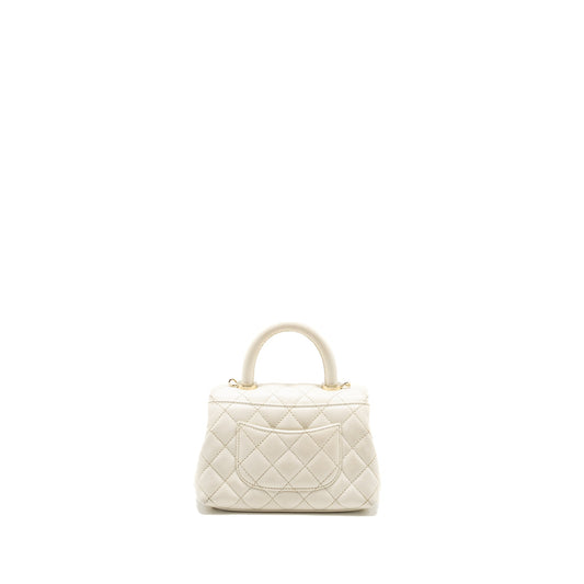 Chanel Mini Coco Handle Caviar White L (Microchip)