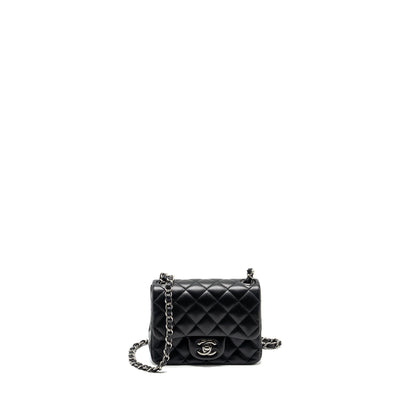 Chanel mini square Flap bag lambskin black
