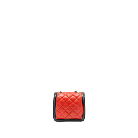 Chanel Tricolor Mini Graphic Flap Bag Lambskin Red/Black/White