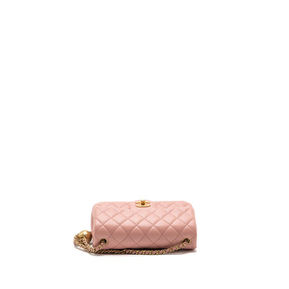 Chanel Pearl Crush mini Rectangular flap bag lambskin pink  (Microchip)