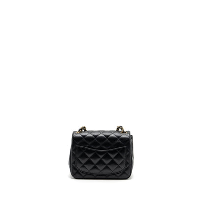 Chanel Mini Square Flap Bag Lambskin Black  (Microchip)