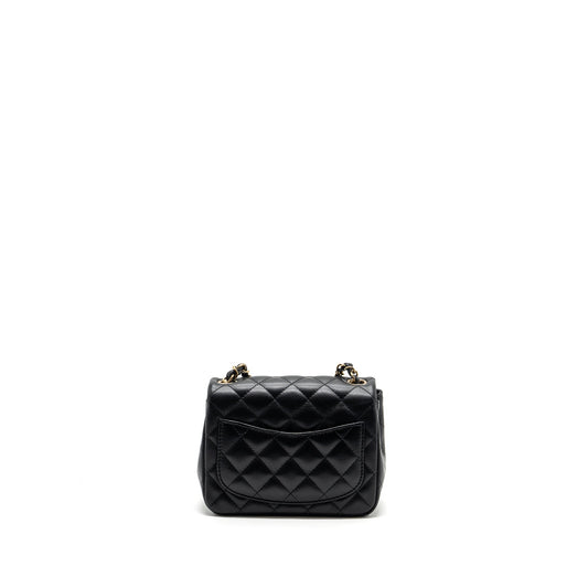 Chanel Mini Square Flap Bag Lambskin Black  (Microchip)