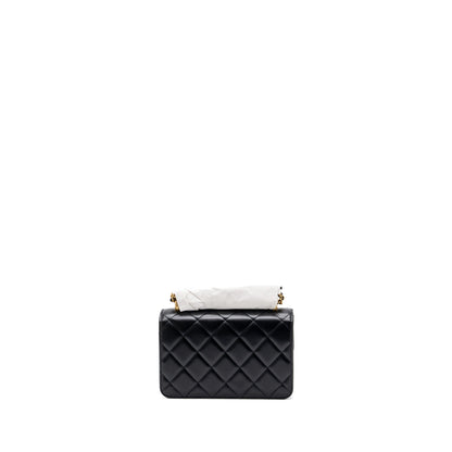 Chanel 24C gold crush mini flap bag calfskin black   (microchip)