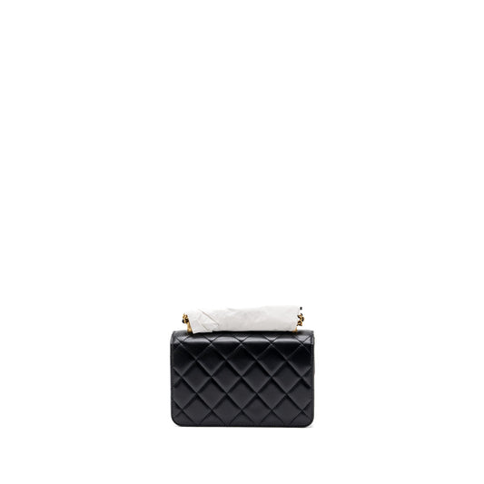 Chanel 24C gold crush mini flap bag calfskin black   (microchip)