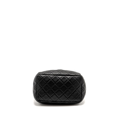 Chanel CC Chain Drawstring Bucket Bag Lambskin Black