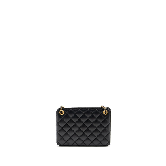 CHANEL Giant CC Logo Mini Tote Bag Lambskin Black