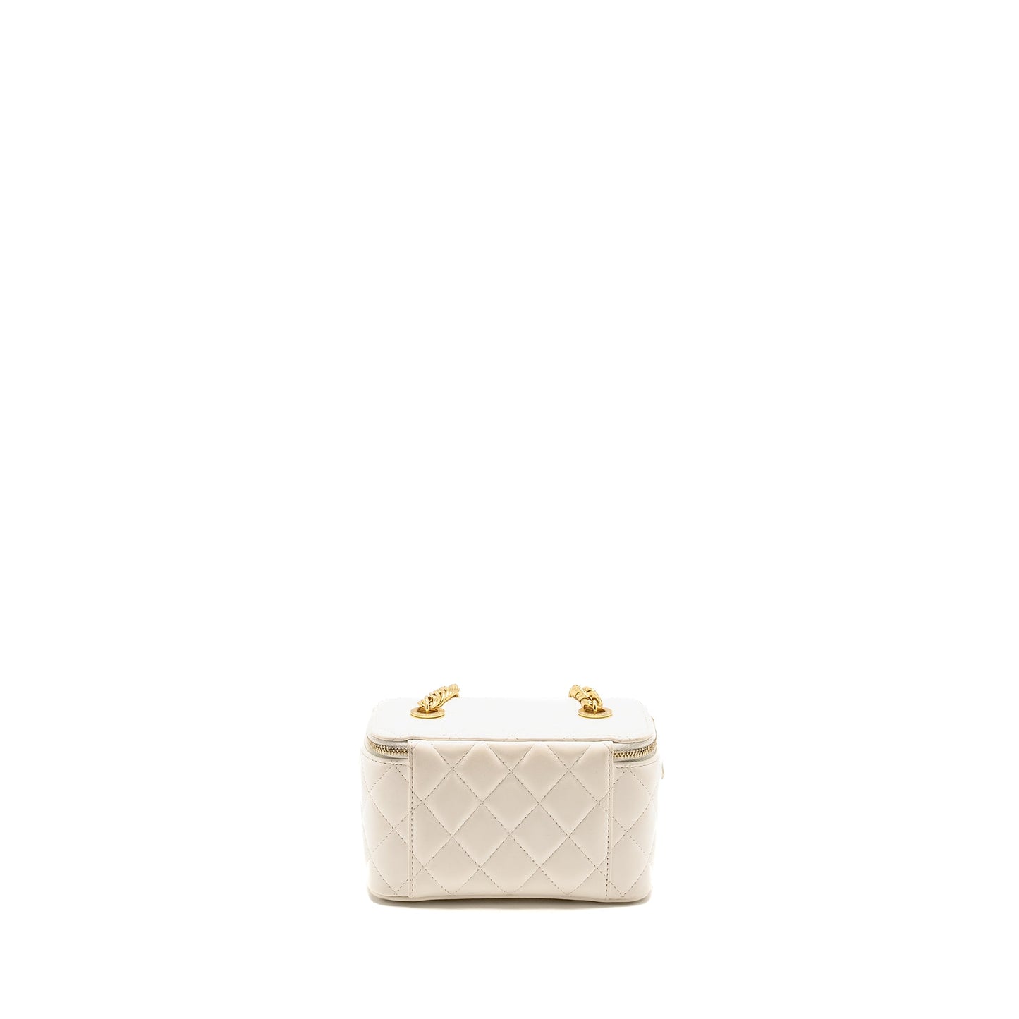 Chanel Letter/ CC Logo Chain Long Vanity Case Lambskin White  (Microchip)