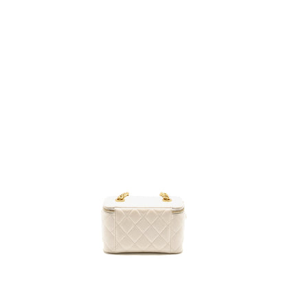 Chanel Letter/ CC Logo Chain Long Vanity Case Lambskin White  (Microchip)