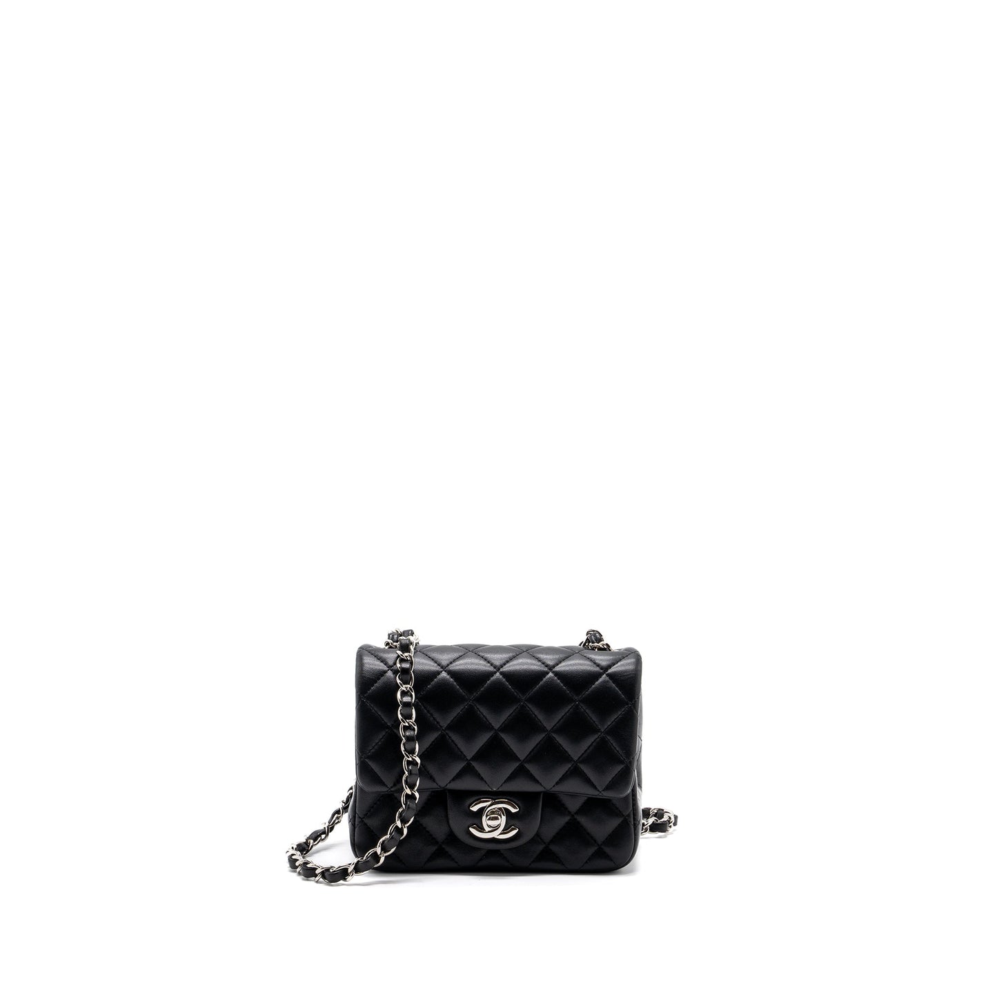 Chanel mini square flap bag lambskin black