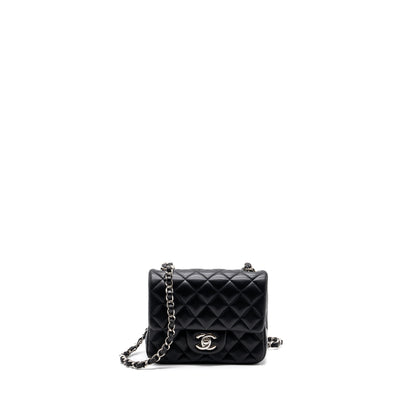 Chanel mini square flap bag lambskin black