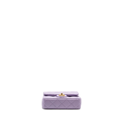 Chanel 24p Coco Love Mini Flap Bag Adjustable Chains Caviar Light Purple  (Microchip)