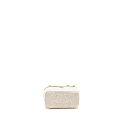 Chanel Letter/ CC Logo Chain Long Vanity Case Lambskin White  (Microchip)