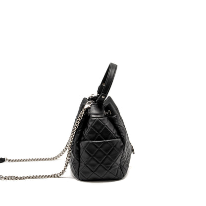 Chanel CC Chain Drawstring Bucket Bag Lambskin Black