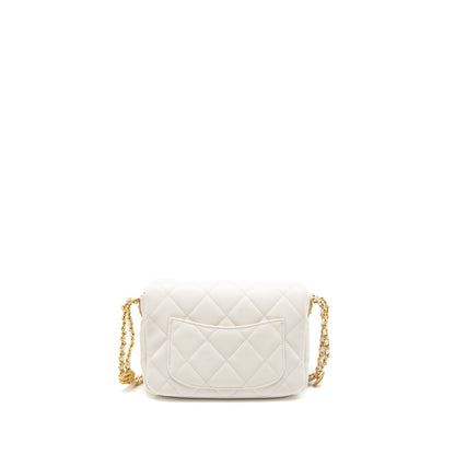 Chanel 22A Small Flap Bag Button on Chain Caviar White Brushed  (Microchip)