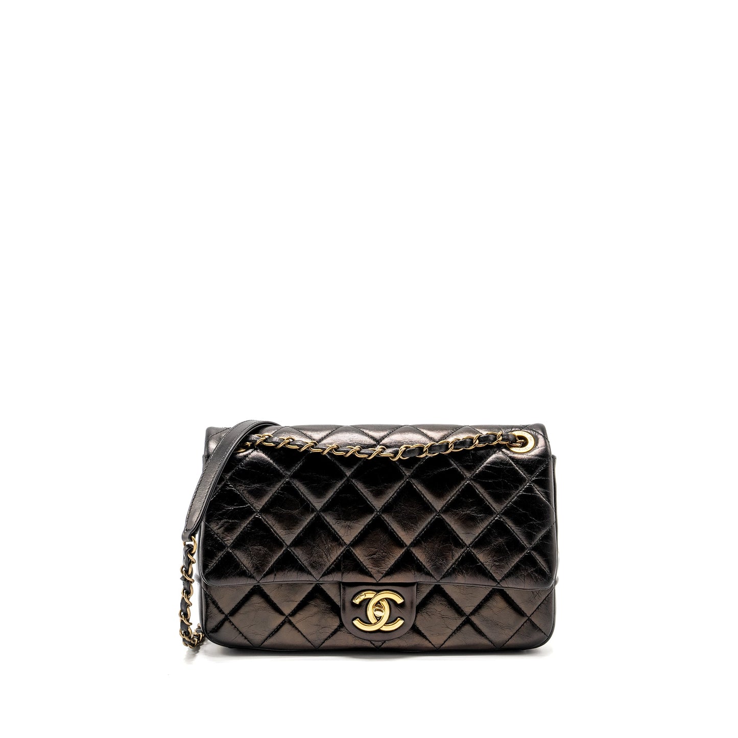 Chanel Limited Edition Quilted Flap Bag Shiny Calfskin Black