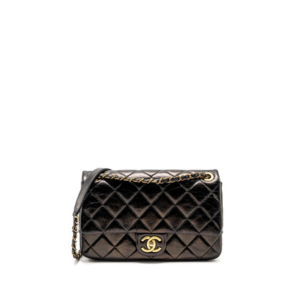 Chanel Limited Edition Quilted Flap Bag Shiny Calfskin Black