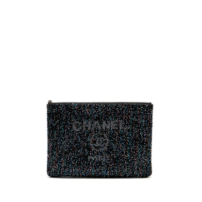 Chanel 20A Deauville Pouch Sequins/Calfskin Black/Multicolour
