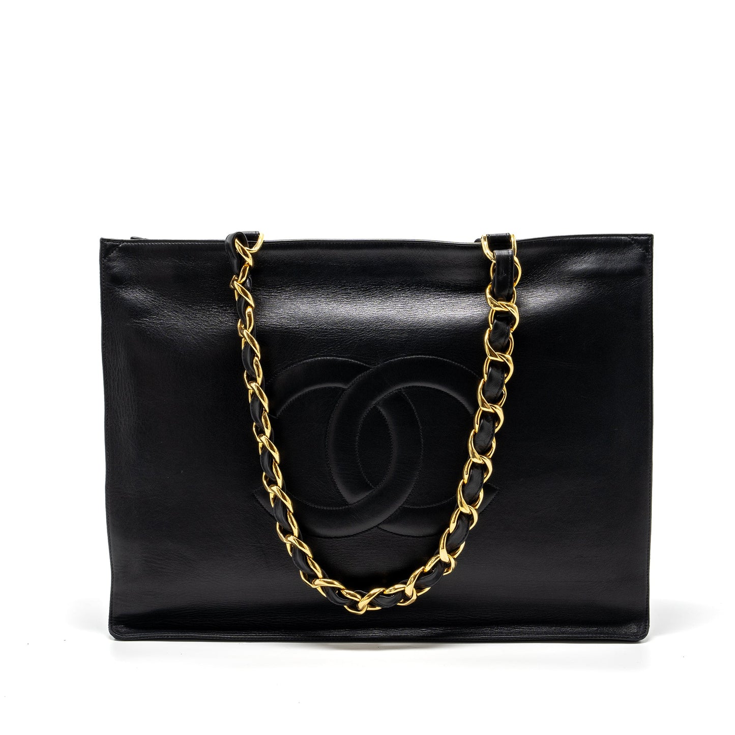 Chanel Vintage Tote Bag Calfskin Black