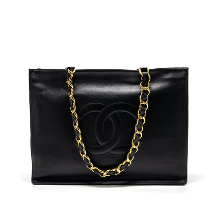 Chanel Vintage Tote Bag Calfskin Black