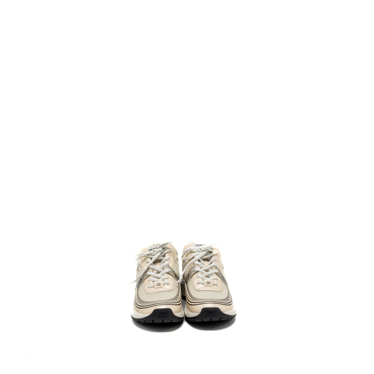 Chanel Size 37.5 Metallic Trainer/Sneaker Gold/Silver