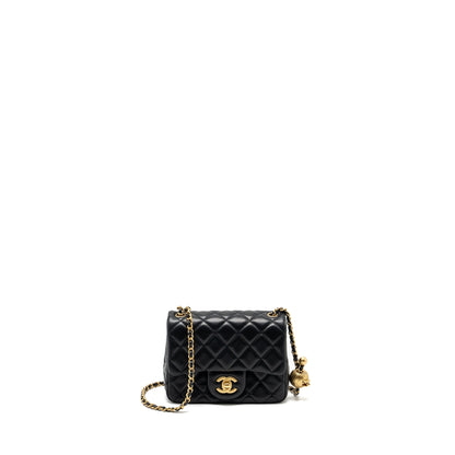 Chanel Pearl Crush Mini Square Lambskin Black  (Microchip)