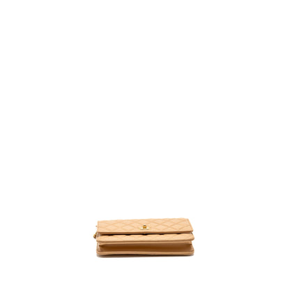 Chanel Pearl Crush Wallet On Chain Lambskin Beige  (microchip)