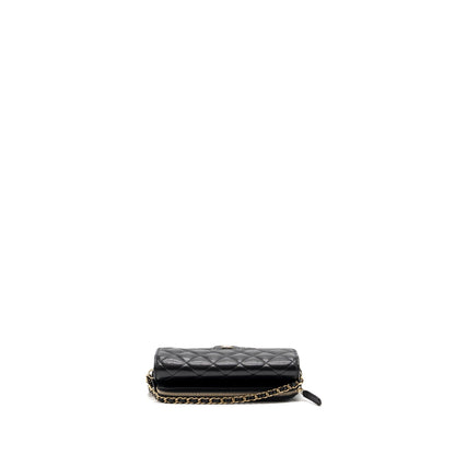 Chanel Double Pocket Wallet On Chain Caviar Black L(Microchip)