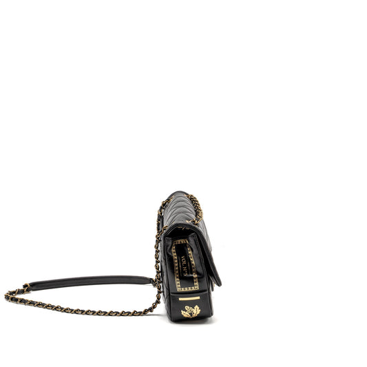 Chanel Limited Edition Quilted Flap Bag Shiny Calfskin Black