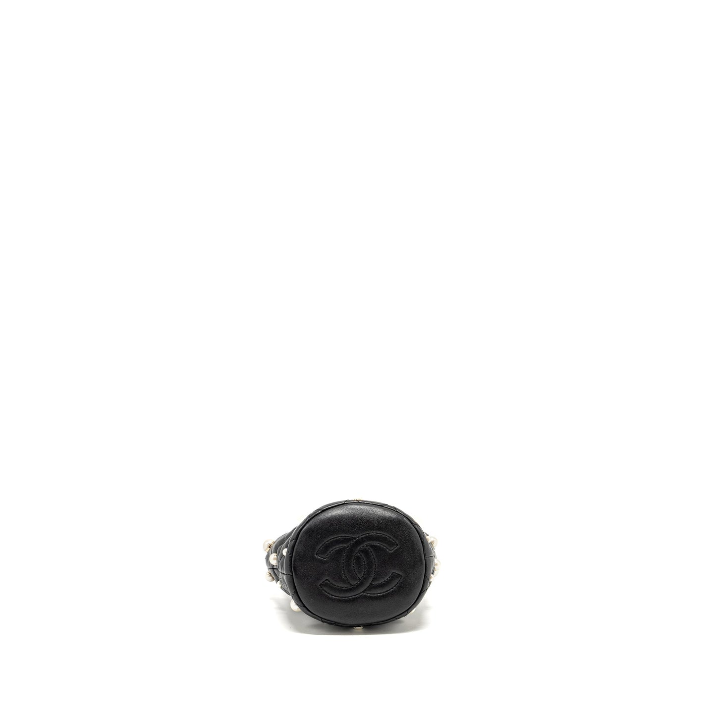 CHANEL 21S Quilted Mini About Pearls Bucket Bag Lambskin Black L