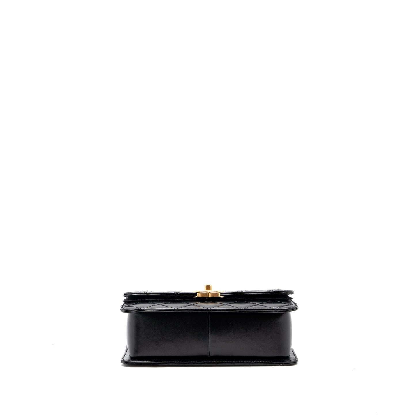 Chanel 24C gold crush flap bag calfskin black  (microchip)