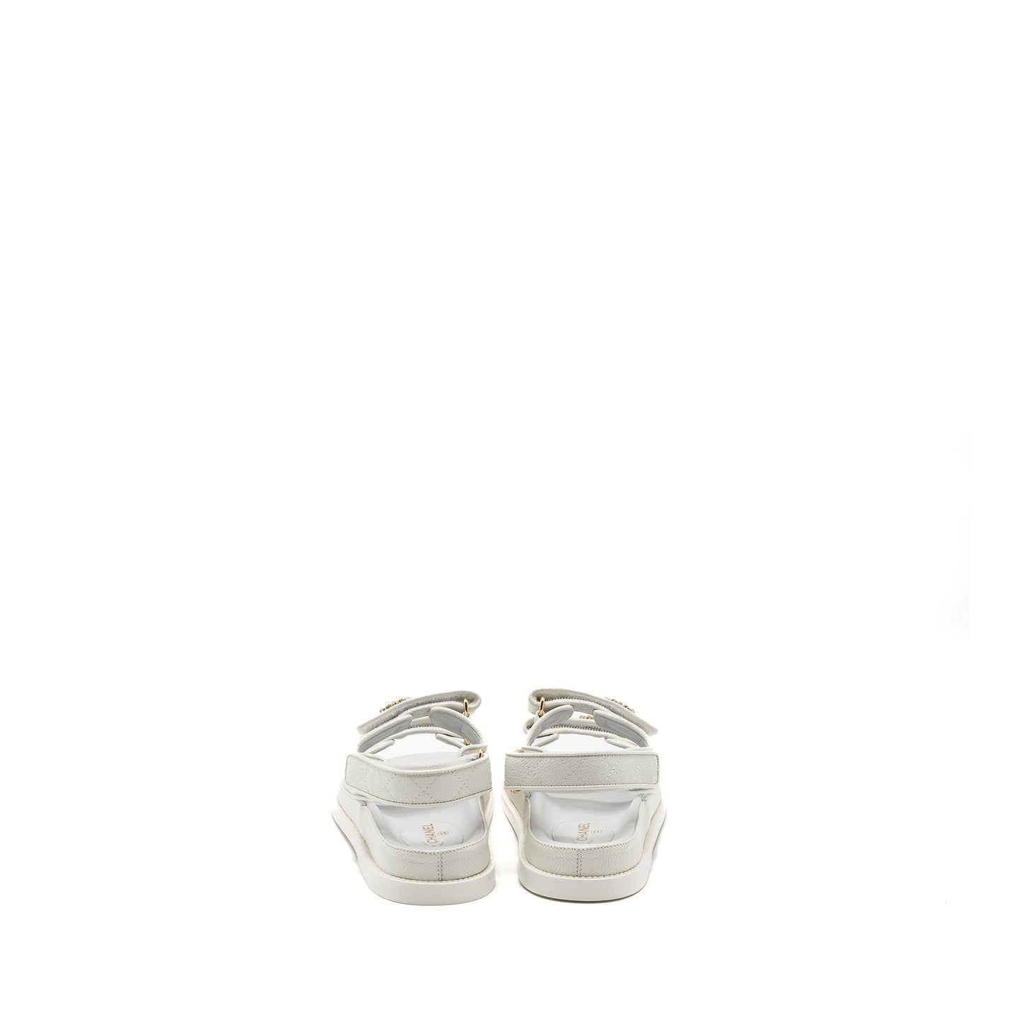 Chanel Size 38 Dad Sandals Caviar White L