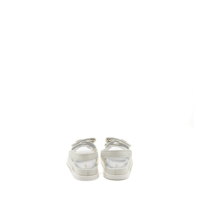 Chanel Size 38 Dad Sandals Caviar White L