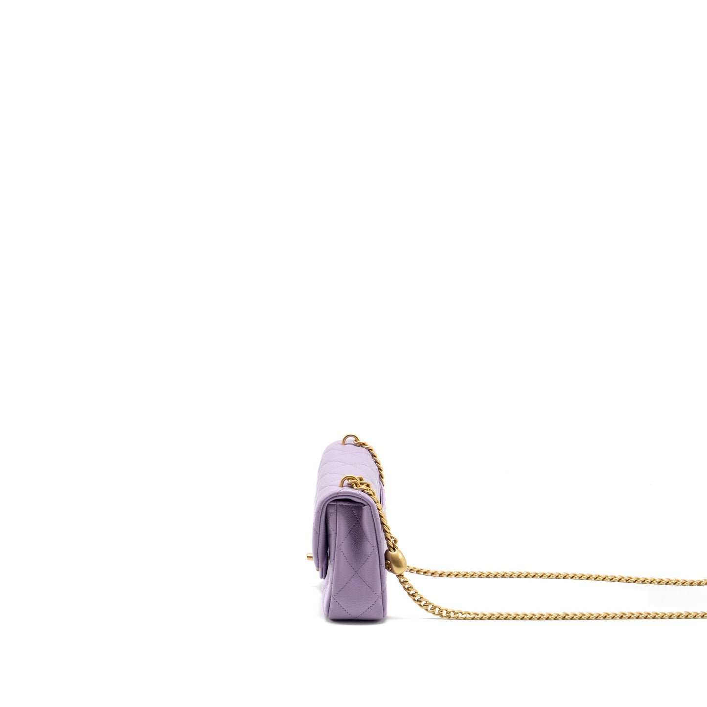 Chanel 24p Coco Love Mini Flap Bag Adjustable Chains Caviar Light Purple  (Microchip)