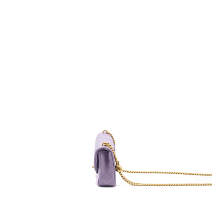 Chanel 24p Coco Love Mini Flap Bag Adjustable Chains Caviar Light Purple  (Microchip)