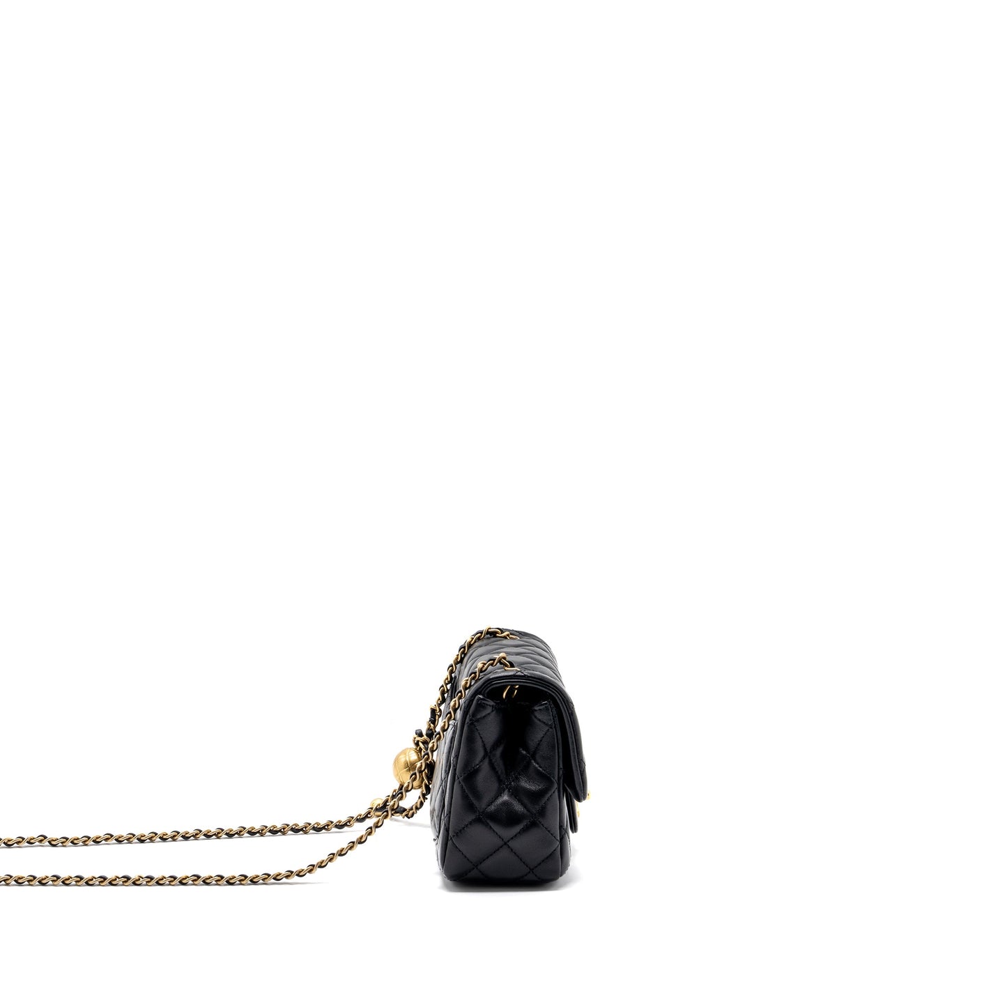 Chanel Pearl Crush Mini Square Flap Bag Lambskin Black (Microchip)
