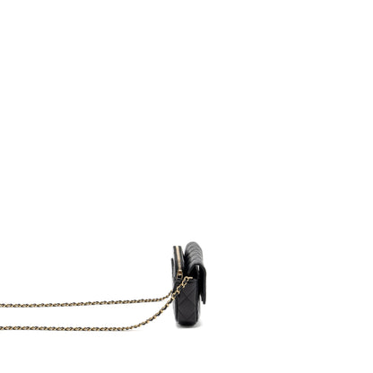 Chanel Double Pocket Wallet On Chain Caviar Black L(Microchip)