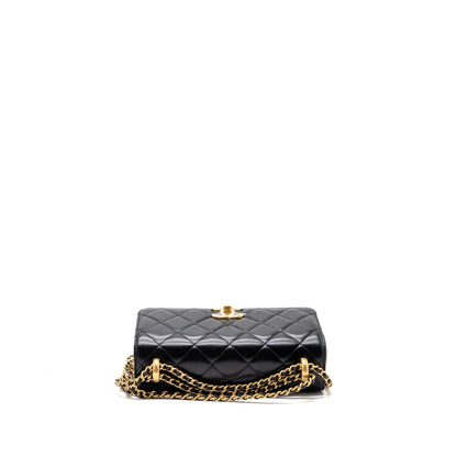 Chanel 24C gold crush flap bag calfskin black  (microchip)