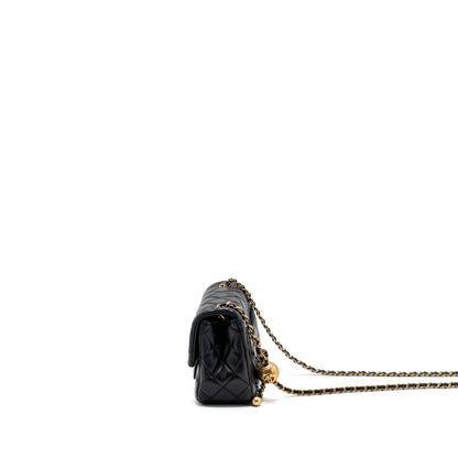 Chanel Pearl Crush Mini Square Flap Bag Lambskin Black (Microchip)