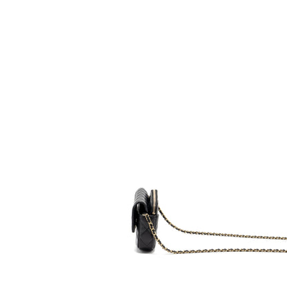 Chanel Double Pocket Wallet On Chain Caviar Black L(Microchip)