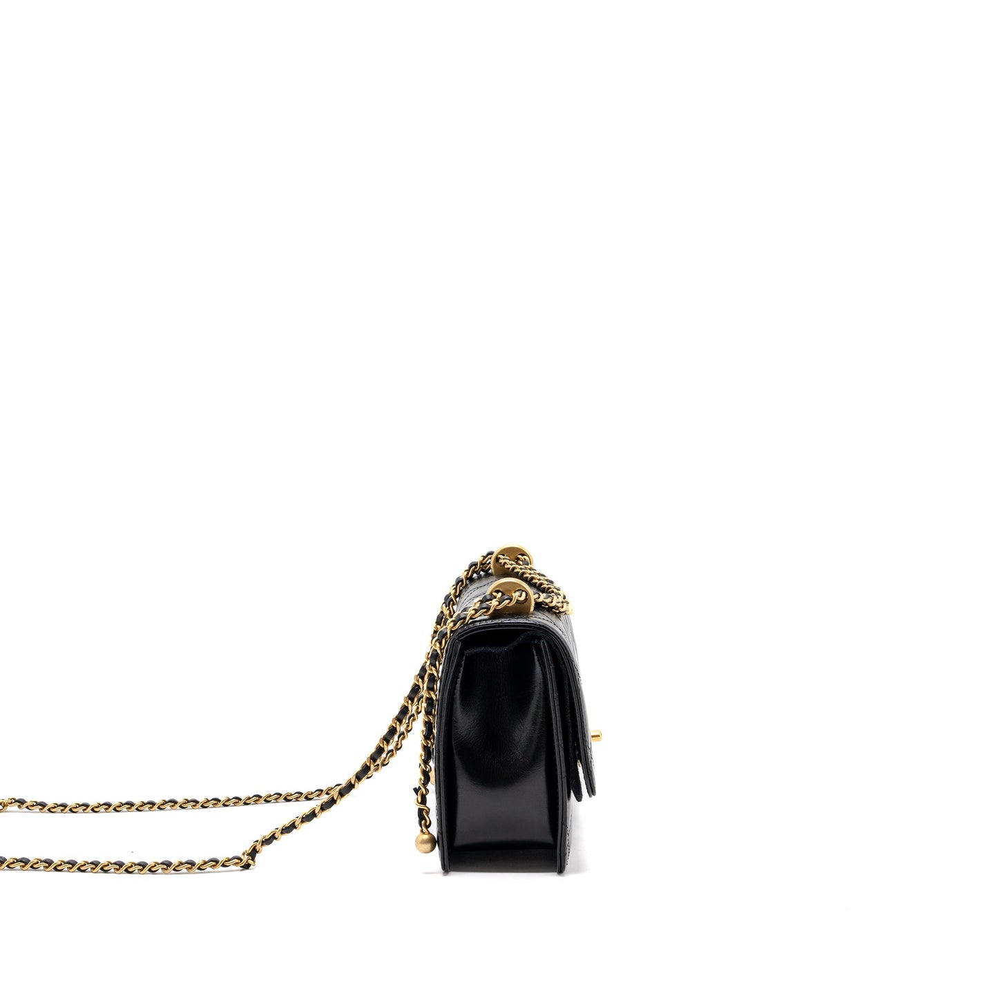 Chanel 24C gold crush flap bag calfskin black  (microchip)