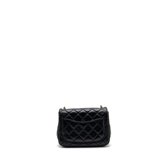 Chanel Pearl Crush Mini Square Flap Bag Lambskin Black (Microchip)