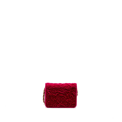 Chanel 21A mini Camelia Flap Bag Velvet Fushia